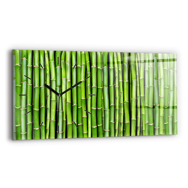 Glass wall clock rectangular Asian Bamboo
