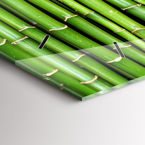Glass wall clock rectangular Asian Bamboo