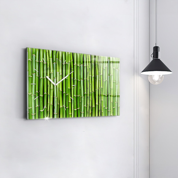 Glass wall clock rectangular Asian Bamboo