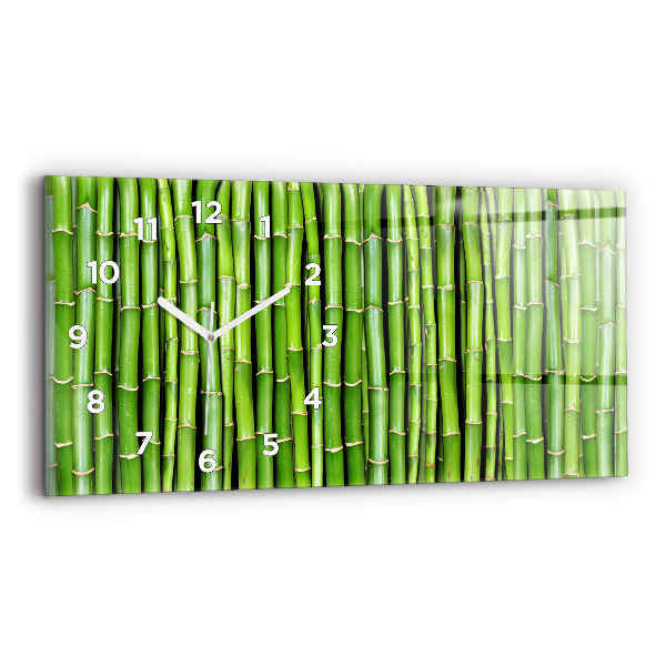 Glass wall clock rectangular Asian Bamboo