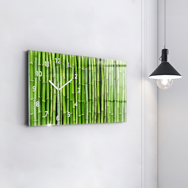 Glass wall clock rectangular Asian Bamboo