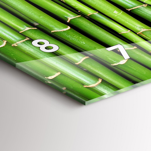 Glass wall clock rectangular Asian Bamboo