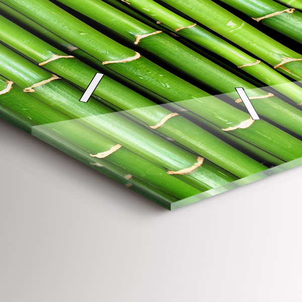 Glass wall clock rectangular Asian Bamboo