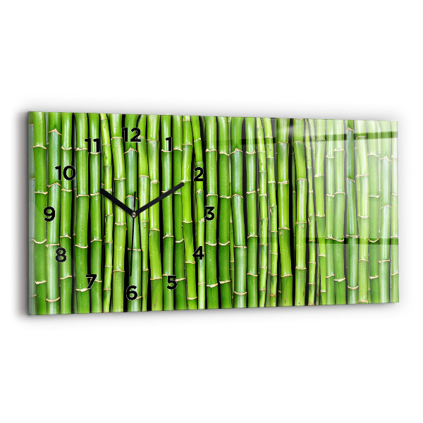 Glass wall clock rectangular Asian Bamboo
