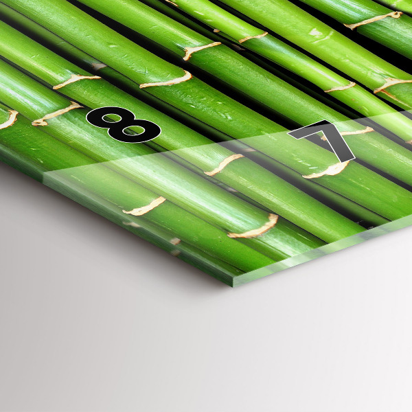 Glass wall clock rectangular Asian Bamboo