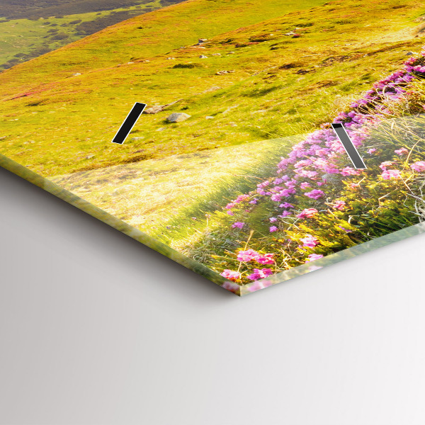 Glass wall clock rectangular Mountain landscape