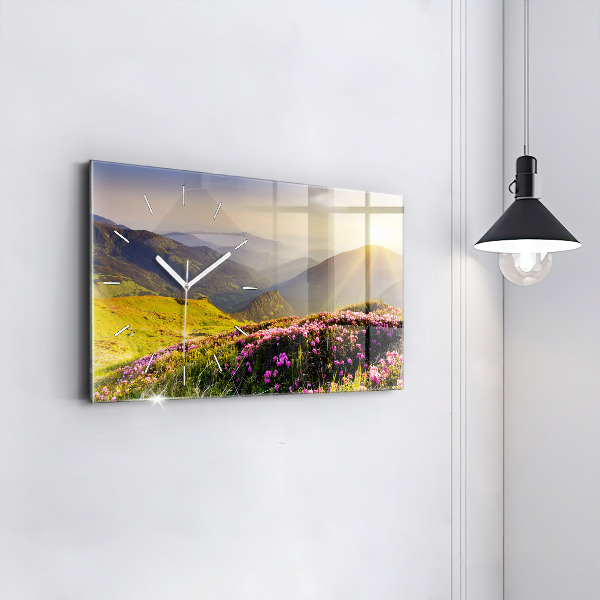 Glass wall clock rectangular Mountain landscape
