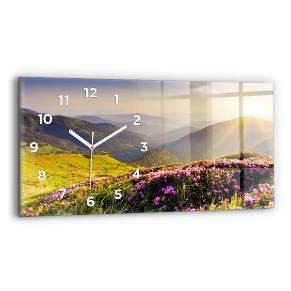 Glass wall clock rectangular Mountain landscape