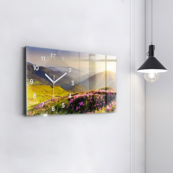 Glass wall clock rectangular Mountain landscape
