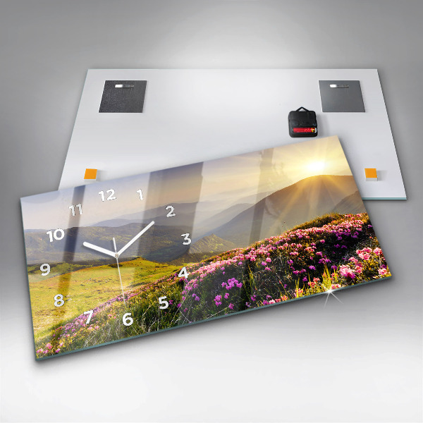 Glass wall clock rectangular Mountain landscape