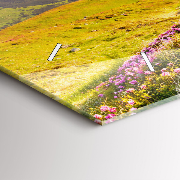 Glass wall clock rectangular Mountain landscape