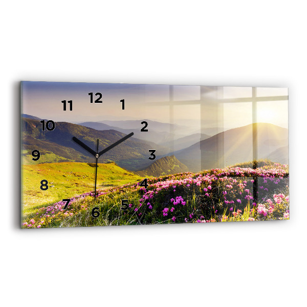 Glass wall clock rectangular Mountain landscape