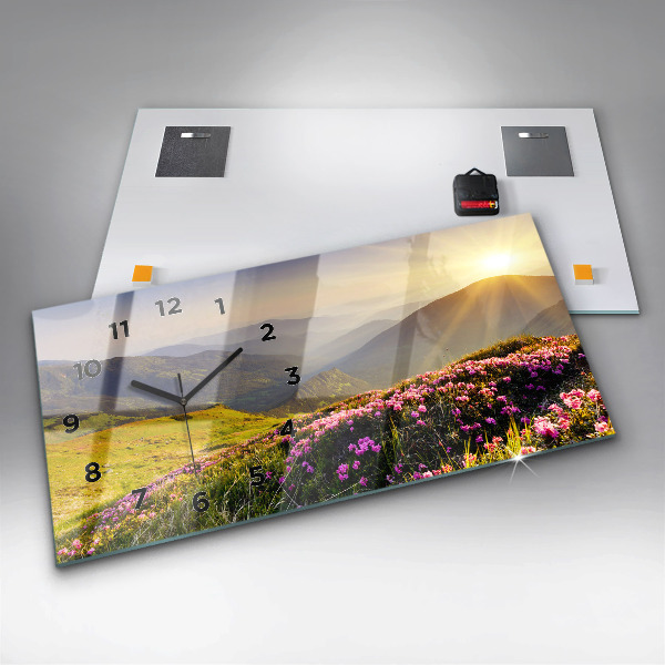 Glass wall clock rectangular Mountain landscape
