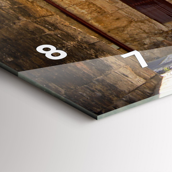 Glass wall clock rectangular Picturesque street of Rhodes