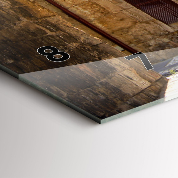 Glass wall clock rectangular Picturesque street of Rhodes