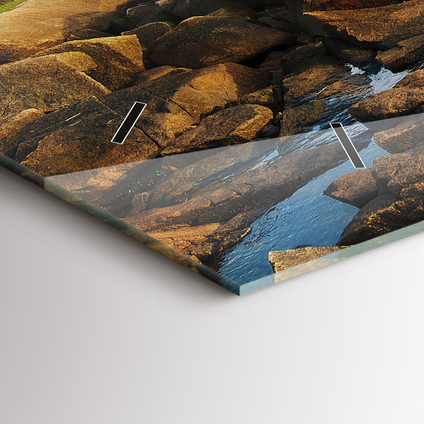 Glass wall clock rectangular Annisquam Lighthouse