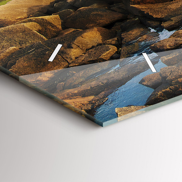 Glass wall clock rectangular Annisquam Lighthouse