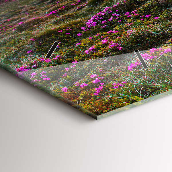 Glass wall clock rectangular Sunrise flowers