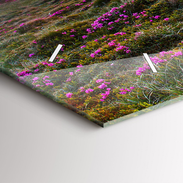 Glass wall clock rectangular Sunrise flowers