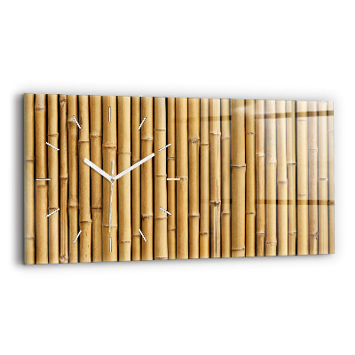Glass wall clock rectangular Bamboo sticks
