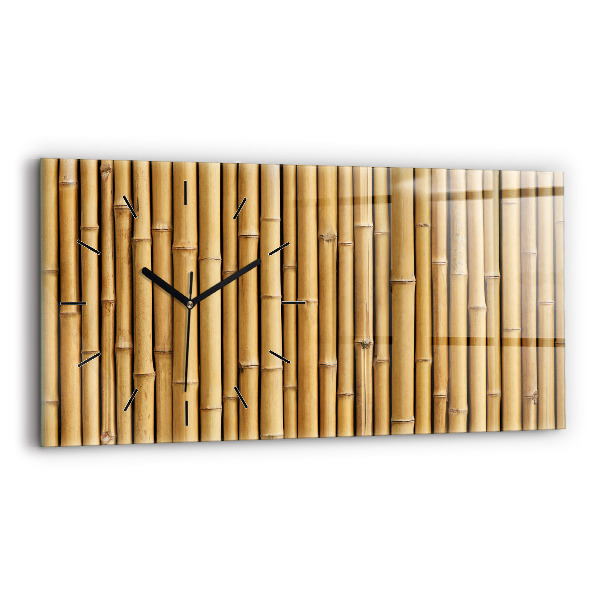 Glass wall clock rectangular Bamboo sticks