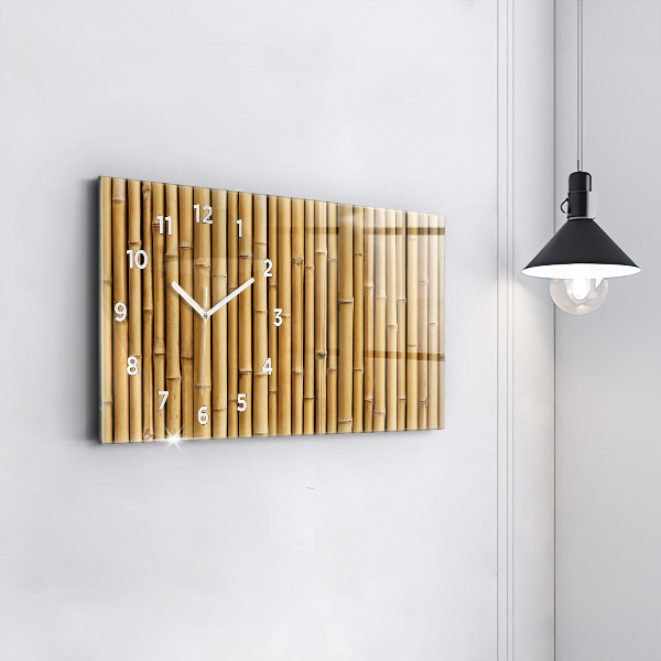 Glass wall clock rectangular Bamboo sticks