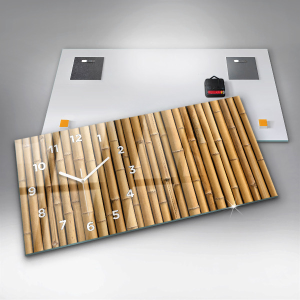 Glass wall clock rectangular Bamboo sticks