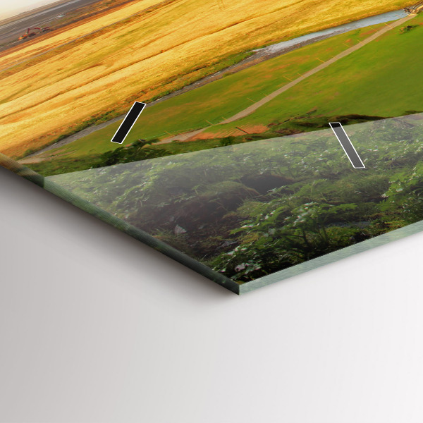 Glass wall clock rectangular Waterfall in Iceland