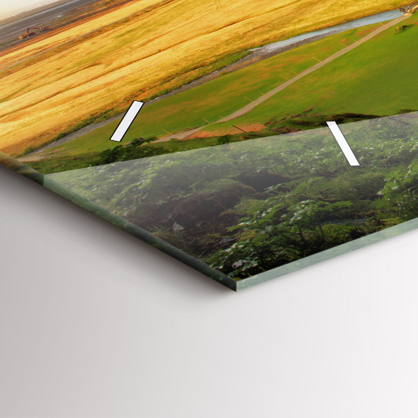 Glass wall clock rectangular Waterfall in Iceland