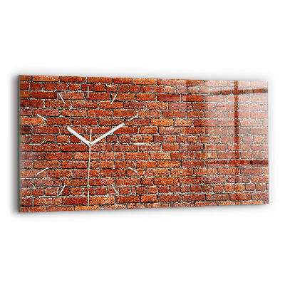 Glass wall clock rectangular Old brick wall