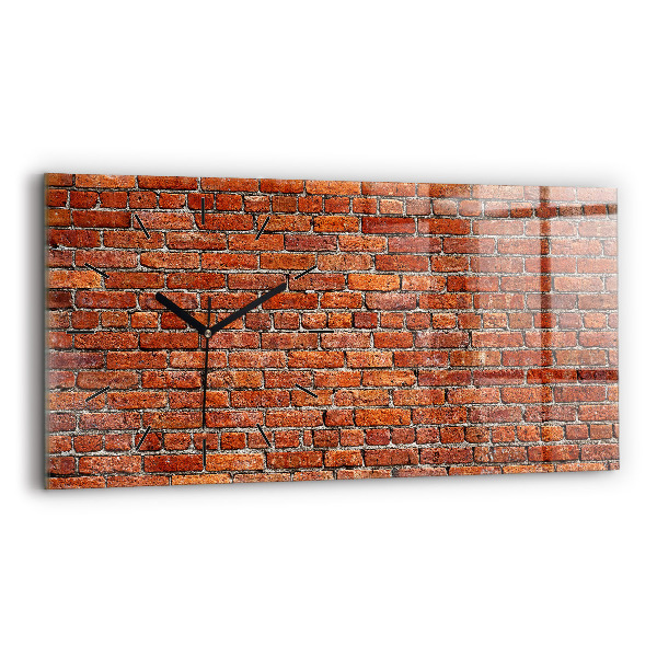 Glass wall clock rectangular Old brick wall