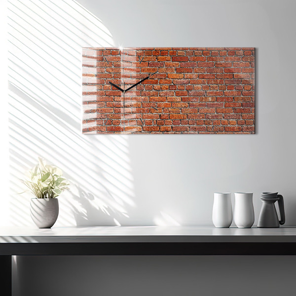 Glass wall clock rectangular Old brick wall
