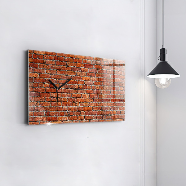 Glass wall clock rectangular Old brick wall