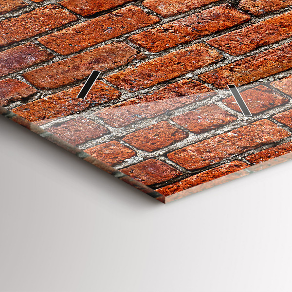 Glass wall clock rectangular Old brick wall