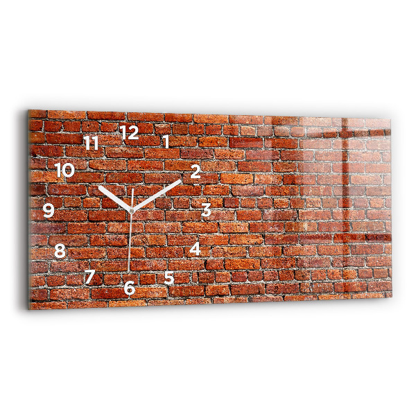 Glass wall clock rectangular Old brick wall