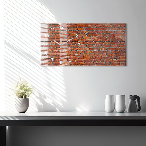 Glass wall clock rectangular Old brick wall