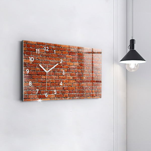 Glass wall clock rectangular Old brick wall
