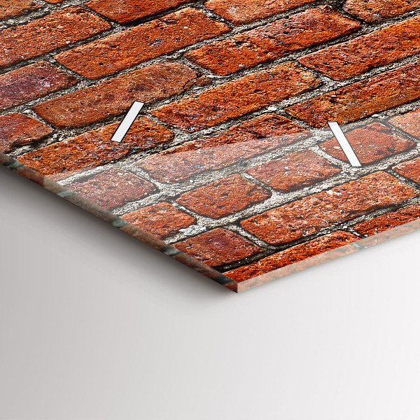 Glass wall clock rectangular Old brick wall