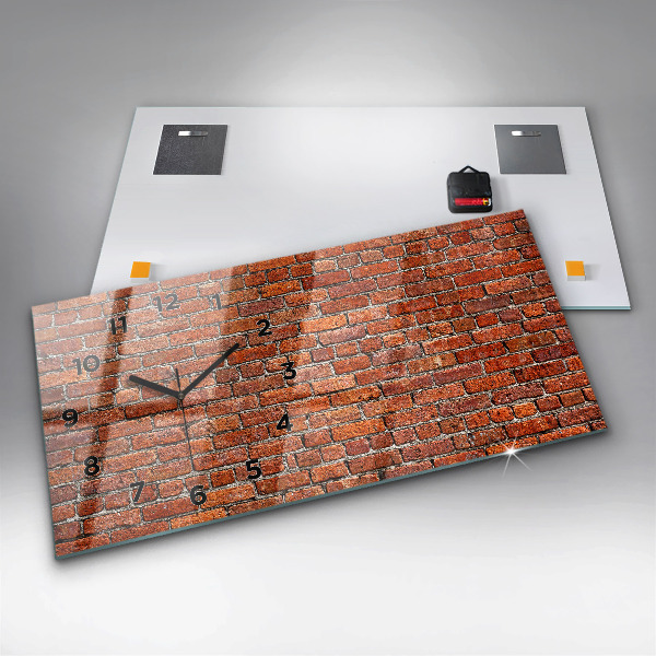 Glass wall clock rectangular Old brick wall