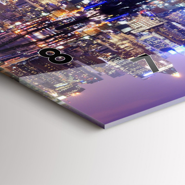 Glass wall clock rectangular New York at night