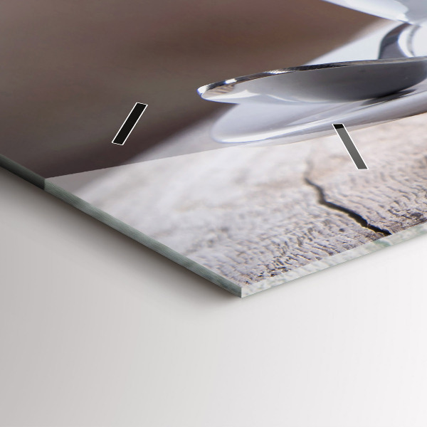 Glass wall clock rectangular A cup of coffee