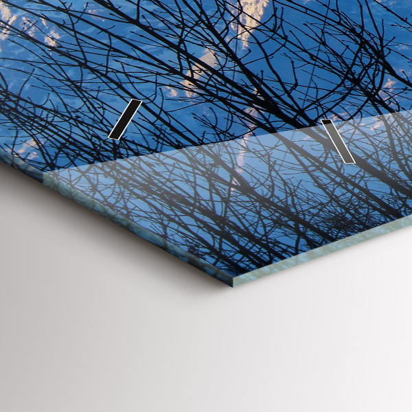 Glass wall clock rectangular Mountain view