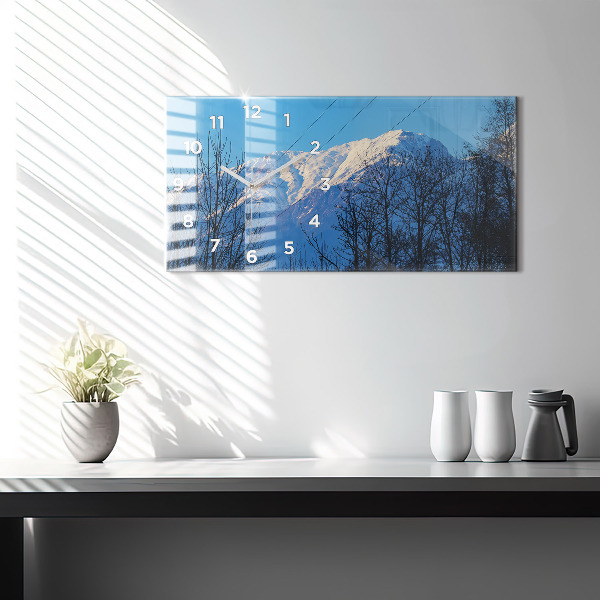 Glass wall clock rectangular Mountain view