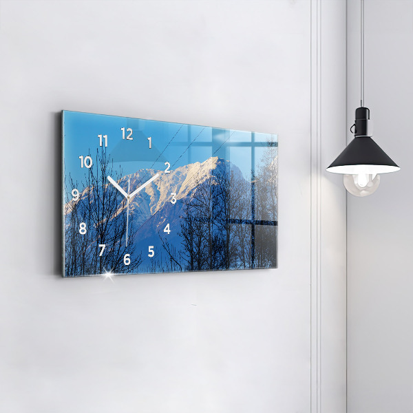 Glass wall clock rectangular Mountain view