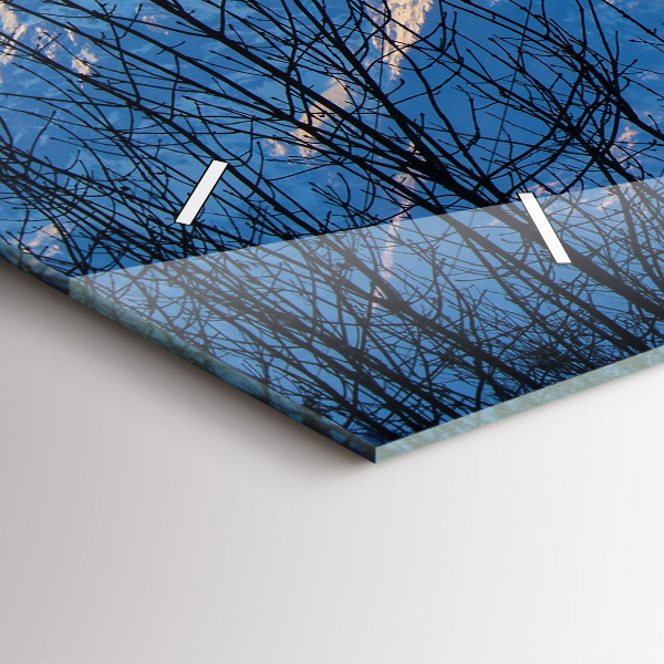 Glass wall clock rectangular Mountain view