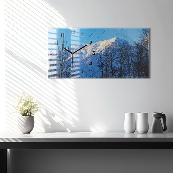 Glass wall clock rectangular Mountain view