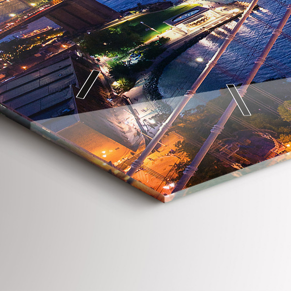 Glass wall clock rectangular New York and the sunset