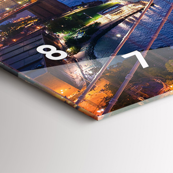 Glass wall clock rectangular New York and the sunset