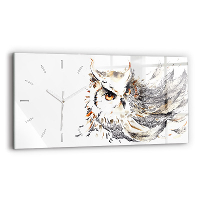 Glass wall clock rectangular Owl symbol of wisdom