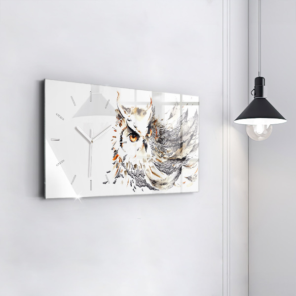 Glass wall clock rectangular Owl symbol of wisdom